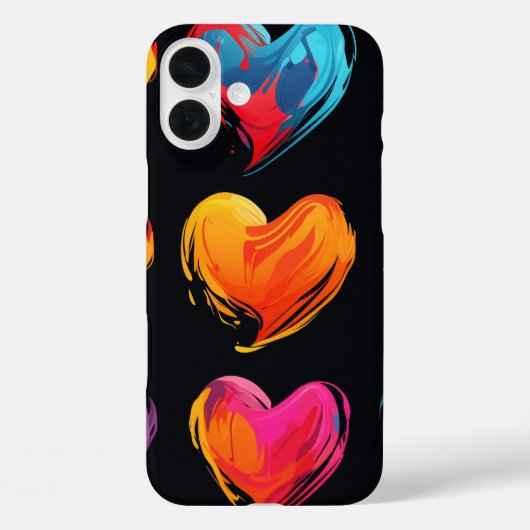 Angemalte Herzen auf schwarzem Hintergrund, groß Case-Mate iPhone Hülle (Rückseite)
