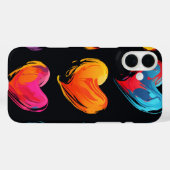 Angemalte Herzen auf schwarzem Hintergrund, groß Case-Mate iPhone Hülle (Rückseite (Horizontal))