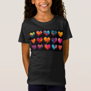 Angemalte Herzen auf schwarzem Hintergrund T-Shirt