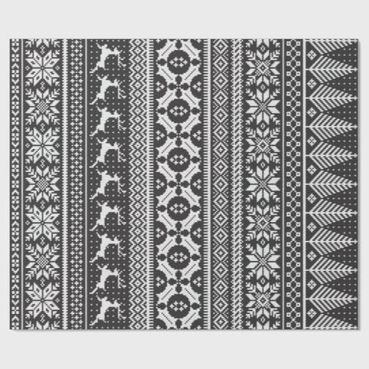 angemessene Insel-Strickschwarzweiss-strickjacke Geschenkpapier (Flach)