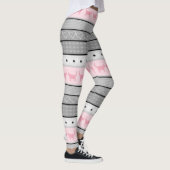 Angemessenes Insel-Katzen-Muster, Grau u. Rosa Leggings (Rechts)