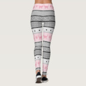 Angemessenes Insel-Katzen-Muster, Grau u. Rosa Leggings (Rückseite)