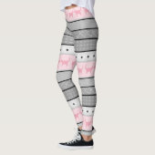 Angemessenes Insel-Katzen-Muster, Grau u. Rosa Leggings (Links)