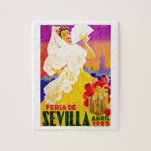 Angemessenes Plakat 1955 Spaniens Sevilla April Puzzle