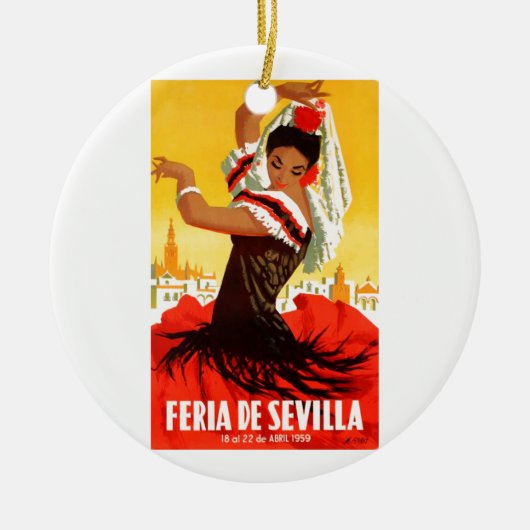 Angemessenes Plakat 1959 Spaniens Sevilla April Keramik Ornament (Vorne)