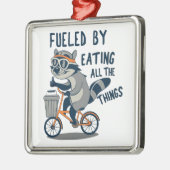 Angenährt durch Essen aller Dinge Racoon-Cycling Ornament Aus Metall (Links)