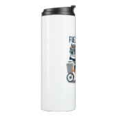 Angenährt durch Essen aller Dinge Racoon-Cycling Thermosbecher (Nach links gedreht)