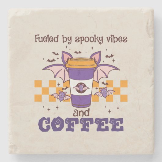 Angenährt von Spooky Vibes und Kaffee Steinuntersetzer (Vorderseite)