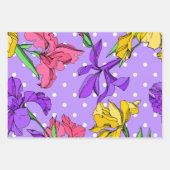 Angenehme handgezeichnete Blume Lila Blau Rosa Geschenkpapier Set (Vorderseite 3)