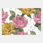 Angenehme handgezeichnete Blume Lila Blau Rosa Geschenkpapier Set (Vorderseite)