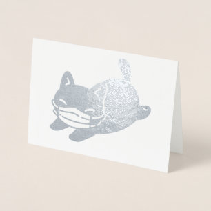 ANGENEHME KATZE MIT FACE MASK Foil Card Folienkarte