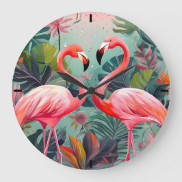 Angenehme rosa Flamingo große runde Acryluhr Große Wanduhr