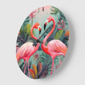 Angenehme rosa Flamingo große runde Acryluhr Wanduhr (Winkel)