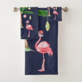 Angenehme rosa Flamingos, Palmschneeflocken Badhandtuch Set (Insitu)
