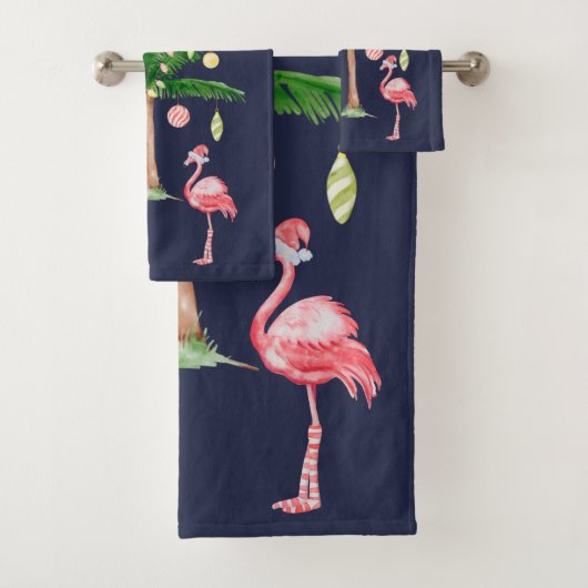 Angenehme rosa Flamingos, Palmschneeflocken Badhandtuch Set (Insitu)