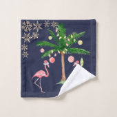 Angenehme rosa Flamingos, Palmschneeflocken Badhandtuch Set (Waschlappen)