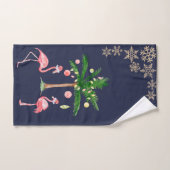 Angenehme rosa Flamingos, Palmschneeflocken Badhandtuch Set (Handtuch)
