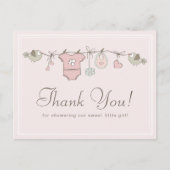 Angenehme rosa Wäscheleine | Babydusche Vielen Dan Postkarte (Vorderseite)