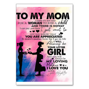 Angenehmer Brief an die Mama   Liebliches Geschenk Tischnummer