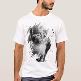 Angenehmer katzenschwarz-weißer T - Shirt