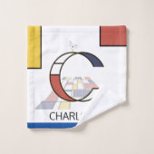 Angenehmer Neoplastizismus Art Monogramm. Buchstab Badhandtuch Set (Waschlappen)