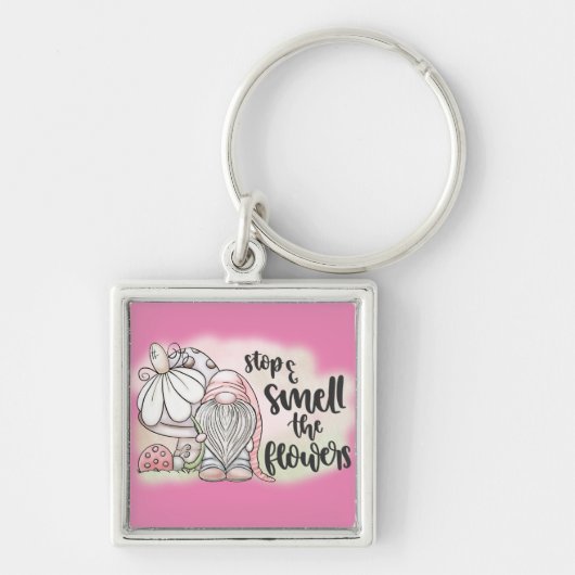 Angenehmer Stopp und Riechen der Blume Schlüsselanhänger (Vorne)