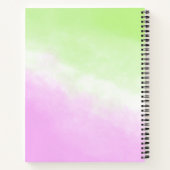 Angenehmes Einhorn im grünen und Lila Hintergrund Notizbuch (Rückseite)