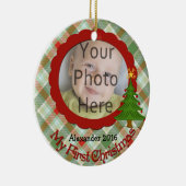 Angenehmes Kariertes Baby's First Christmas Orname Keramikornament (Rechts)