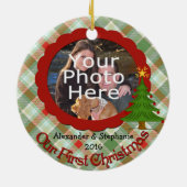 Angenehmes Kariertes Weihnachtsgeschenk Keramikornament (Hinten)