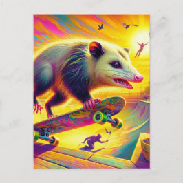 Angenehmes Possum Skateboarding Postkarte