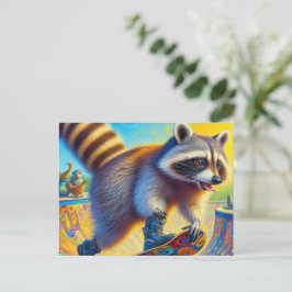 Angenehmes Raccoon Skateboarding Postkarte