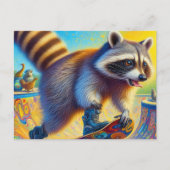 Angenehmes Raccoon Skateboarding Postkarte (Vorderseite)
