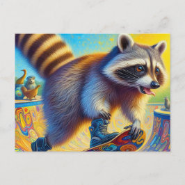 Angenehmes Raccoon Skateboarding Postkarte