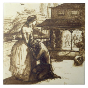 Angenommen, 1853 (Stift u. braune Tinte auf Fliese