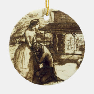 Angenommen, 1853 (Stift u. braune Tinte auf Keramik Ornament