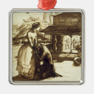 Angenommen, 1853 (Stift u. braune Tinte auf Ornament Aus Metall