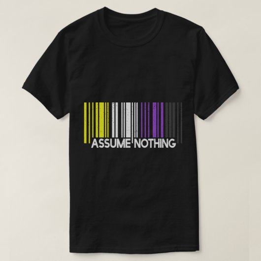 Angenommen, kein nichtbinärer Flag Barcode Enby Ge T-Shirt (Design vorne)