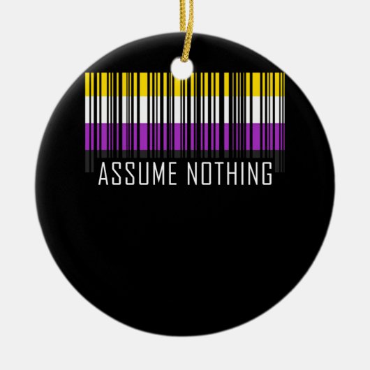 Angenommen, kein nichtbinärer Flag-Strichcode-Enby Keramik Ornament (Vorne)