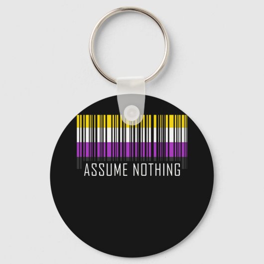 Angenommen, kein nichtbinärer Flag-Strichcode-Enby Schlüsselanhänger (Vorderseite)