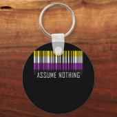 Angenommen, kein nichtbinärer Flag-Strichcode-Enby Schlüsselanhänger (Vorderseite)