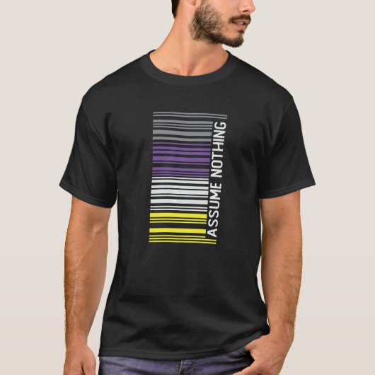 Angenommen, nichts Genderqueer Flag Strichcode Nic T-Shirt (Vorderseite)