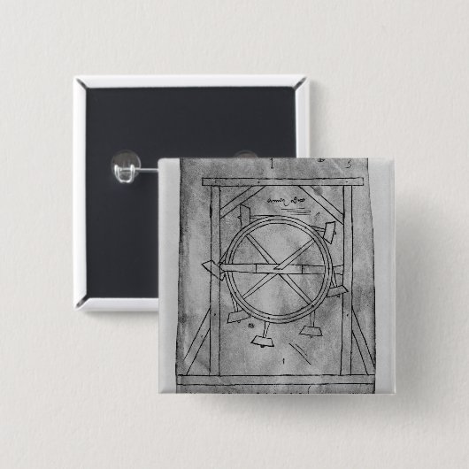 Angenommen Perpetuum mobileholzhammer und -rad Button (Vorne & Hinten)