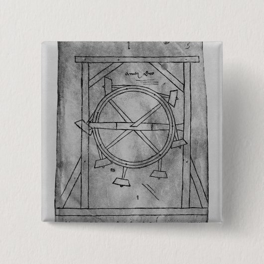 Angenommen Perpetuum mobileholzhammer und -rad Button (Vorderseite)