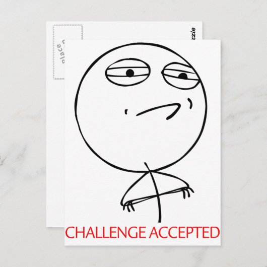 ANGENOMMENE HERAUSFORDERUNG POSTKARTE (Vorne/Hinten)