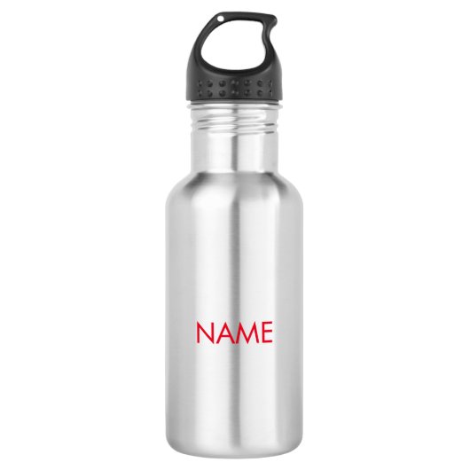 Angepasst mit Name, minimalistischem Text rot Edelstahlflasche (Vorderseite)