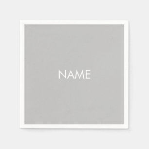 Angepasst mit Namen, minimalistisch grau weiß Serviette