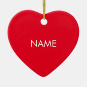 Angepasst mit Namen, Text minimalistisch rot weiß Keramik Ornament (Vorne)