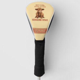 Angepasst nur ein Mädchen, das die Kühe der Highla Golf Headcover