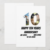 Angepasste 10 Jahre Jubiläum 2 Foto Collage Einladung (Vorne/Hinten)