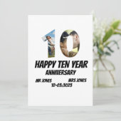 Angepasste 10 Jahre Jubiläum 2 Foto Collage T-Shir Einladung (Stehend Vorderseite)